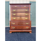 1970s Cresent Furniture 7-Drawer Cherry Chippendale Tall Chest of Drawers