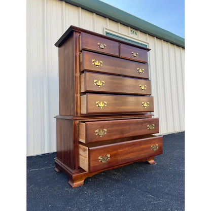 1970s Cresent Furniture 7-Drawer Cherry Chippendale Tall Chest of Drawers