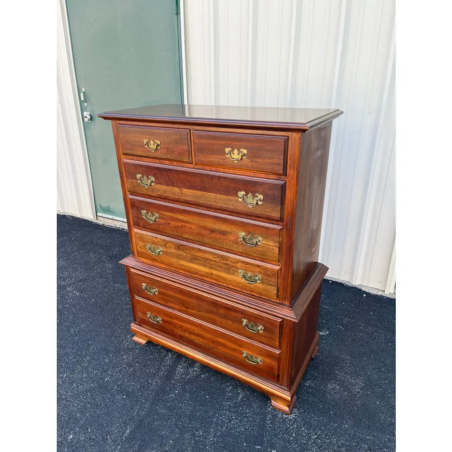 1970s Cresent Furniture 7-Drawer Cherry Chippendale Tall Chest of Drawers