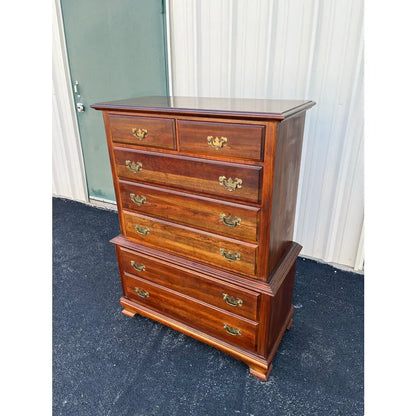 1970s Cresent Furniture 7-Drawer Cherry Chippendale Tall Chest of Drawers