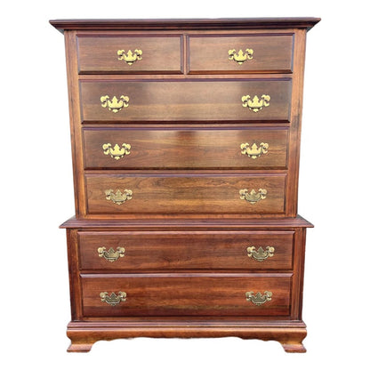 1970s Cresent Furniture 7-Drawer Cherry Chippendale Tall Chest of Drawers