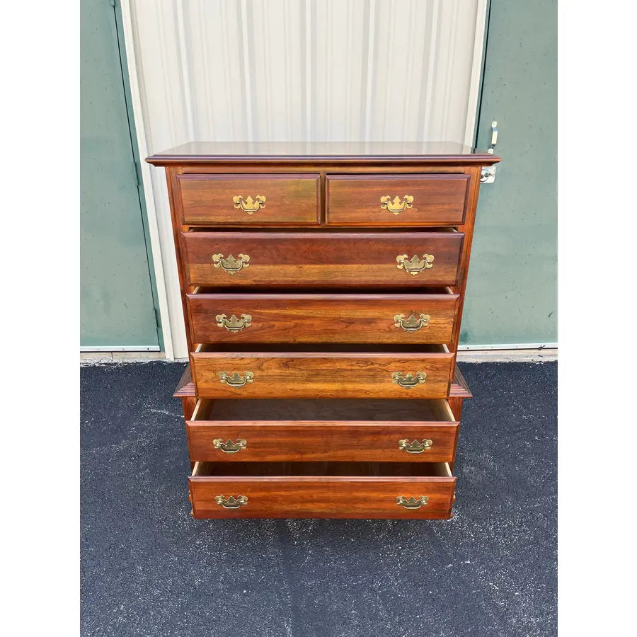 1970s Cresent Furniture 7-Drawer Cherry Chippendale Tall Chest of Drawers