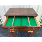 1970s Cresent Furniture Queen Anne Cherry 4-Drawer Lined Silver Flatware Chest