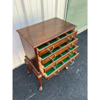 1970s Cresent Furniture Queen Anne Cherry 4-Drawer Lined Silver Flatware Chest