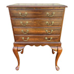 1970s Cresent Furniture Queen Anne Cherry 4-Drawer Lined Silver Flatware Chest