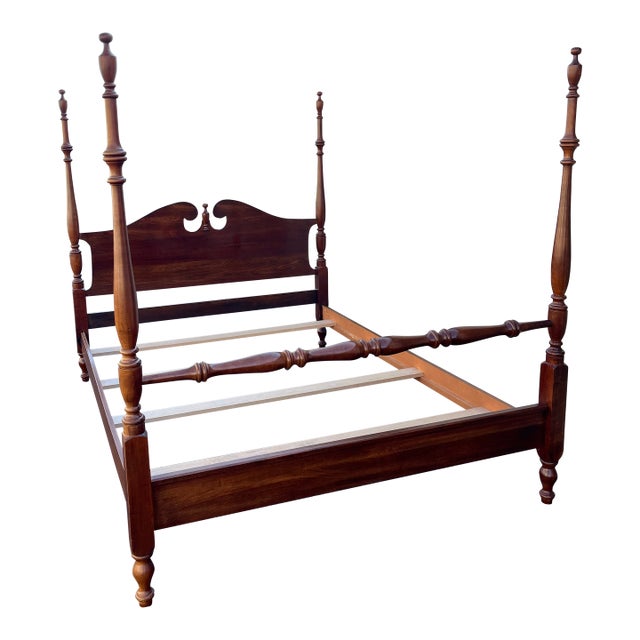 1970s Cresent Furniture Queen Cherry Poster Bed Frame