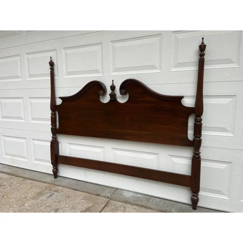 1970s Ethan Allen Georgian Court Queen Cherry 4-Poster Headboard