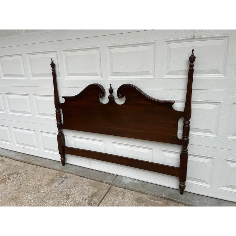 1970s Ethan Allen Georgian Court Queen Cherry 4-Poster Headboard