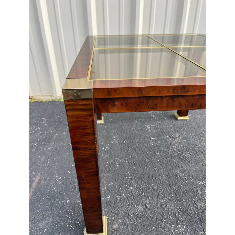 1970s Faux Tortoiseshell Smoked Glass and Brass Side Tables- A Pair