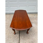 1970s Henkel Harris Queen Anne Cherry Drop Leaf Oval Coffee Table