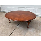 1970s Henkel Harris Queen Anne Cherry Drop Leaf Oval Coffee Table