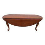 1970s Henkel Harris Queen Anne Cherry Drop Leaf Oval Coffee Table