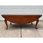 1970s Henkel Harris Queen Anne Cherry Drop Leaf Oval Coffee Table