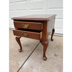 1970s Henkel Harris Queen Anne Cherry Two-Drawer Nightstand
