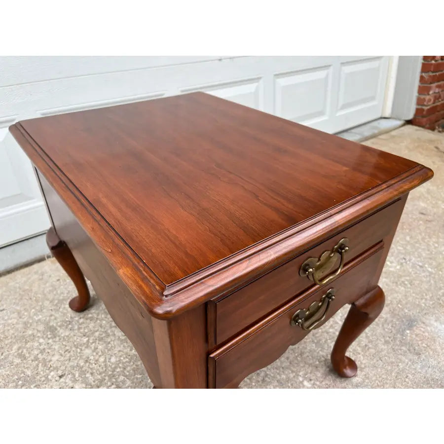 1970s Henkel Harris Queen Anne Cherry Two-Drawer Nightstand