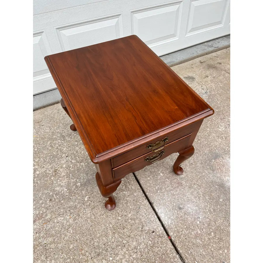 1970s Henkel Harris Queen Anne Cherry Two-Drawer Nightstand