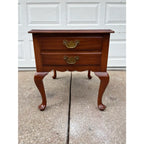 1970s Henkel Harris Queen Anne Cherry Two-Drawer Nightstand