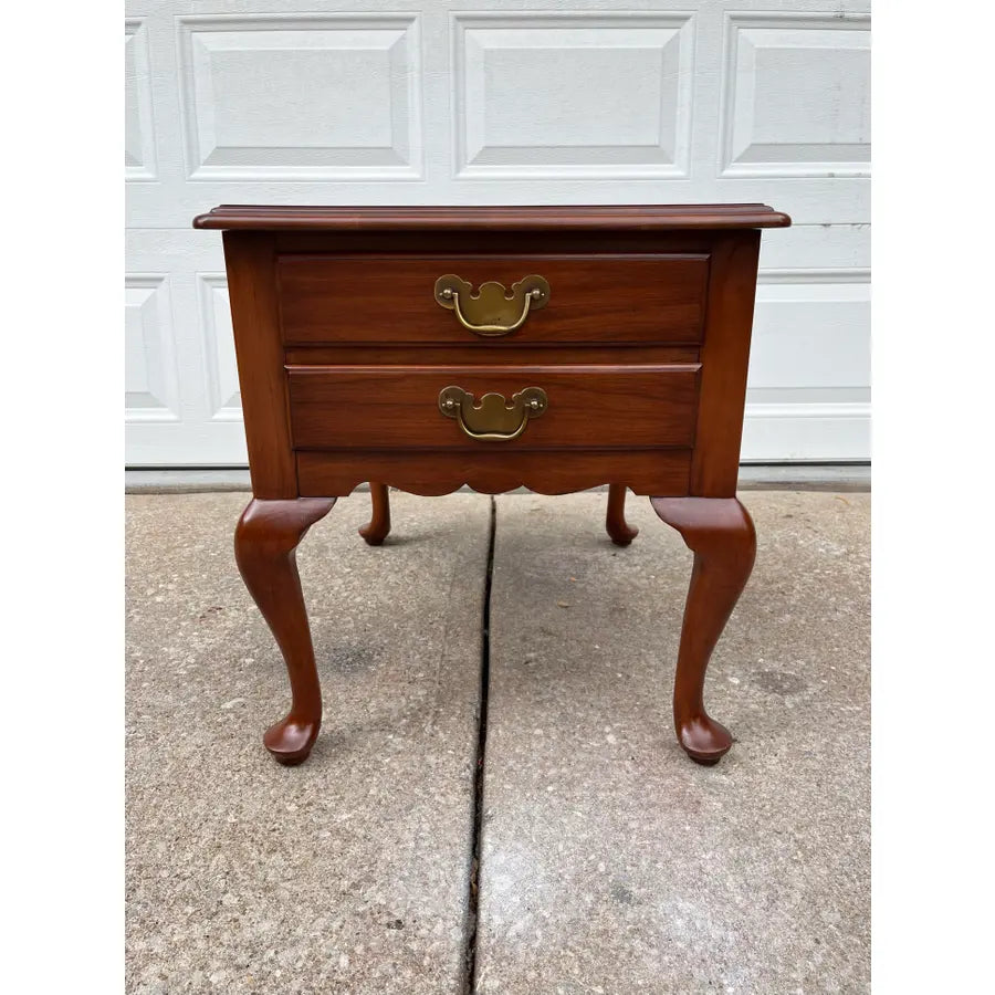 1970s Henkel Harris Queen Anne Cherry Two-Drawer Nightstand