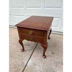 1970s Henkel Harris Queen Anne Cherry Two-Drawer Nightstand