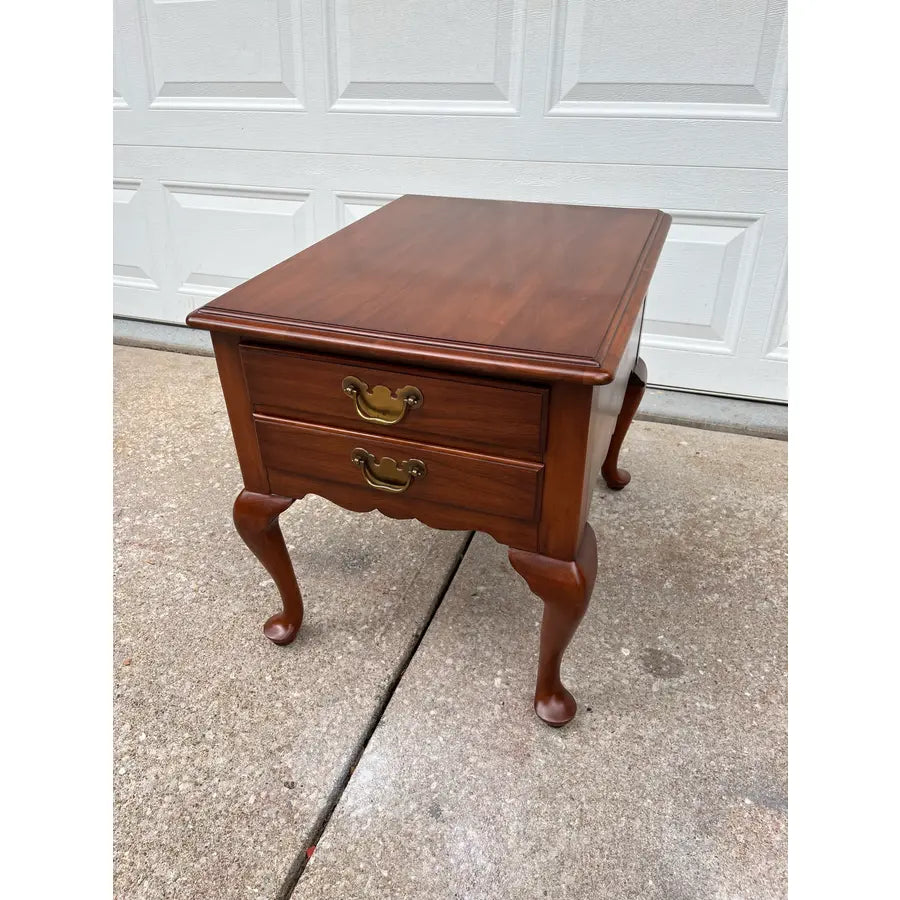 1970s Henkel Harris Queen Anne Cherry Two-Drawer Nightstand