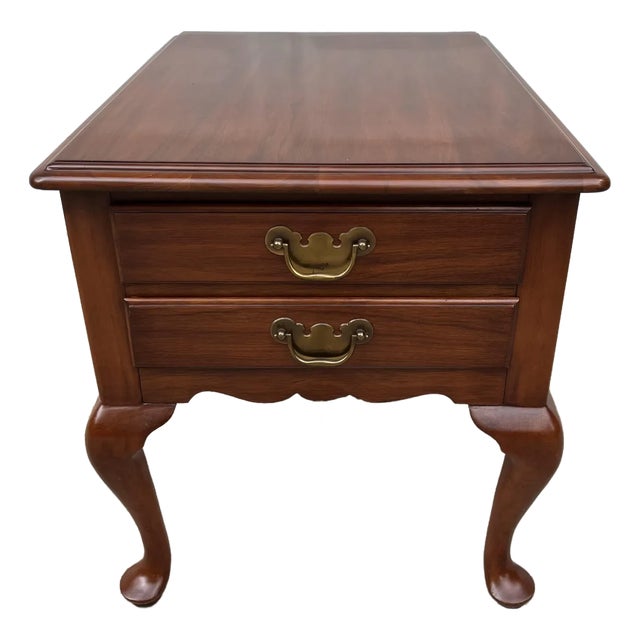 1970s Henkel Harris Queen Anne Cherry Two-Drawer Nightstand
