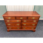 1970s Henkel Harris Solid Black Cherry Chippendale 9-Drawer Dresser