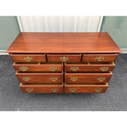 1970s Henkel Harris Solid Black Cherry Chippendale 9-Drawer Dresser