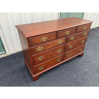 1970s Henkel Harris Solid Black Cherry Chippendale 9-Drawer Dresser