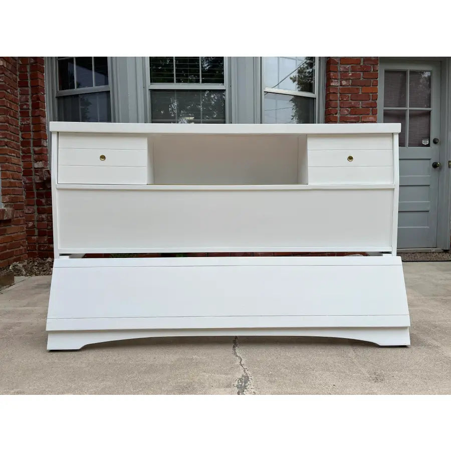 1970s Mid-Century Full Size Bookcase Head and Footboard- Newly Painted - Set of 2