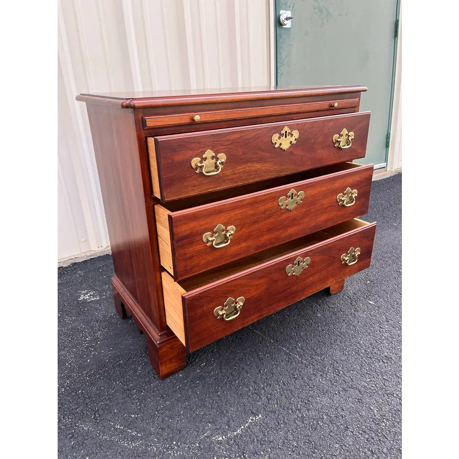 1970s Statton Trutype Cherry Chippendale Bachelor Chest Nightstand With Pullout Table