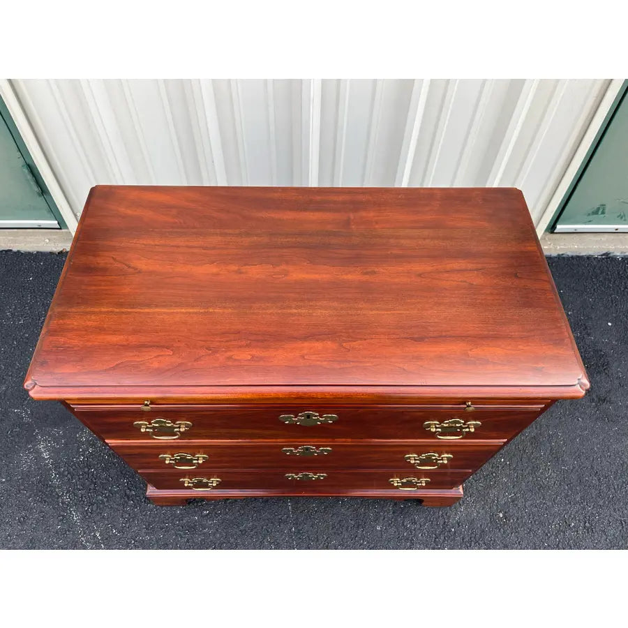 1970s Statton Trutype Cherry Chippendale Bachelor Chest Nightstand With Pullout Table