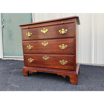 1970s Statton Trutype Cherry Chippendale Bachelor Chest Nightstand With Pullout Table