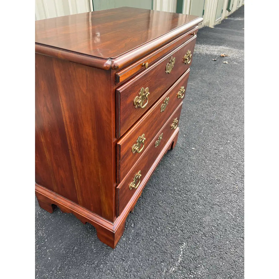 1970s Statton Trutype Cherry Chippendale Bachelor Chest Nightstand With Pullout Table