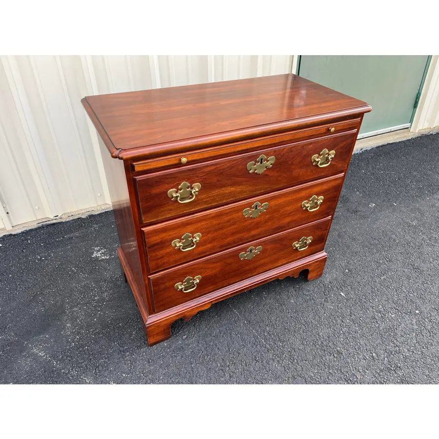 1970s Statton Trutype Cherry Chippendale Bachelor Chest Nightstand With Pullout Table
