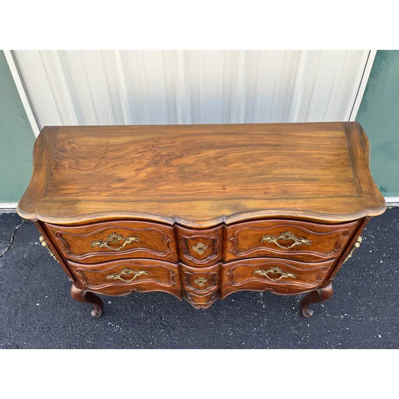 1980's Baker Furniture Louis XV Walnut Chest of Drawers or Commode