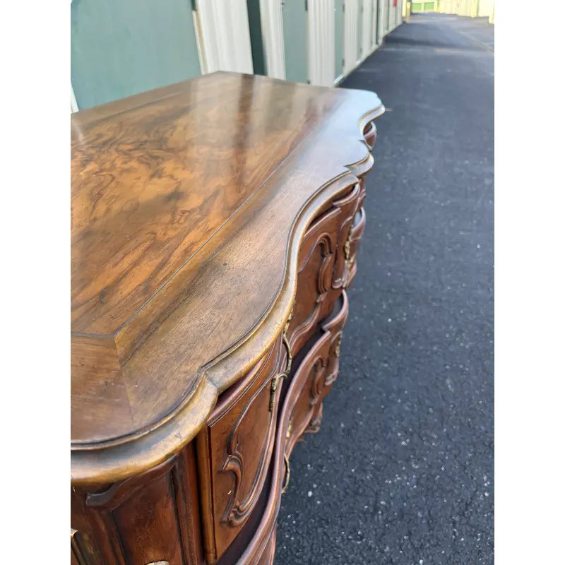 1980's Baker Furniture Louis XV Walnut Chest of Drawers or Commode
