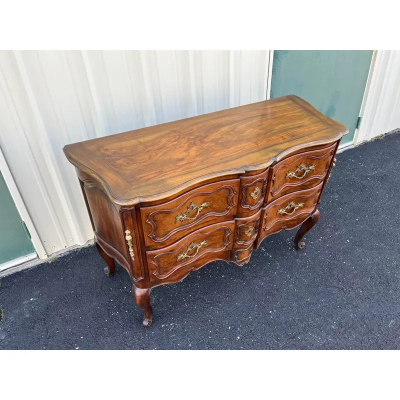 1980's Baker Furniture Louis XV Walnut Chest of Drawers or Commode