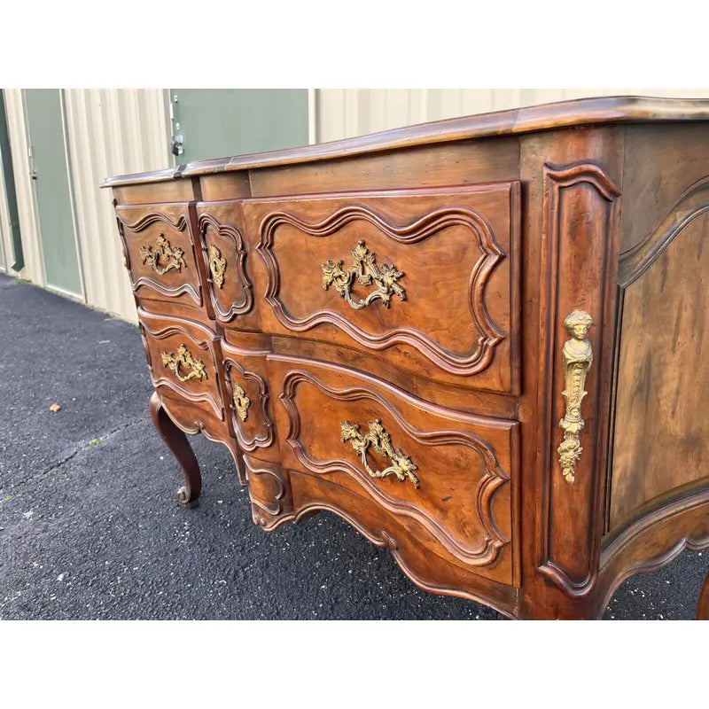 1980's Baker Furniture Louis XV Walnut Chest of Drawers or Commode