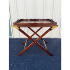 1980s Baker Furniture “Party Butler” Mahogany Expandable Serving Tray Table