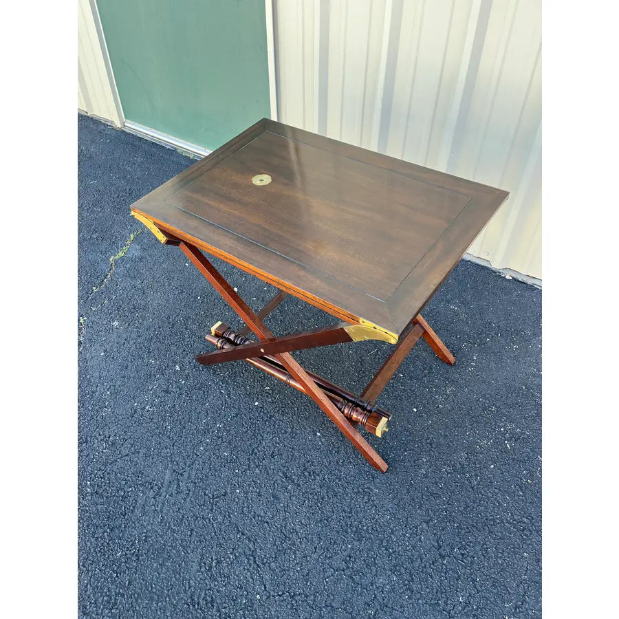 1980s Baker Furniture “Party Butler” Mahogany Expandable Serving Tray Table