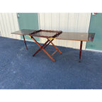 1980s Baker Furniture “Party Butler” Mahogany Expandable Serving Tray Table