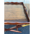 1980s Baker Furniture “Party Butler” Mahogany Expandable Serving Tray Table