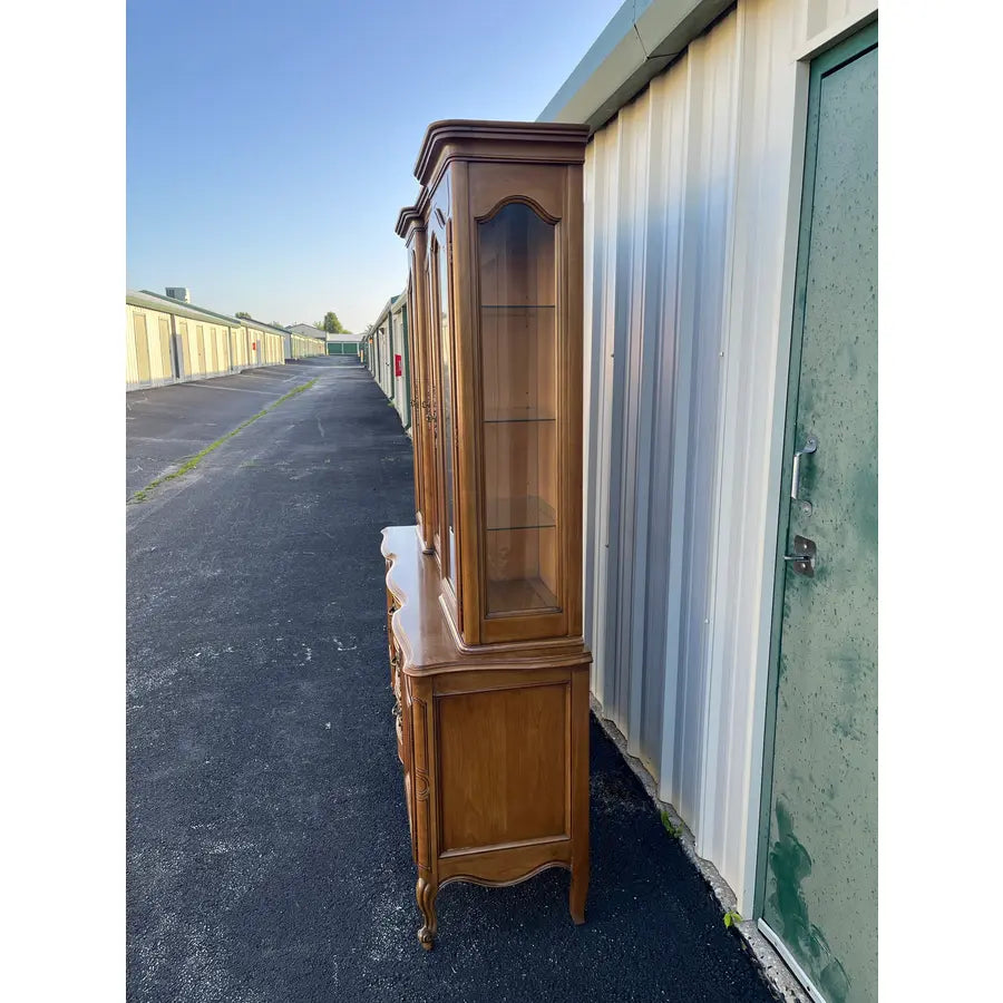 1980s Century Furniture French Country Illuminated China Cabinet