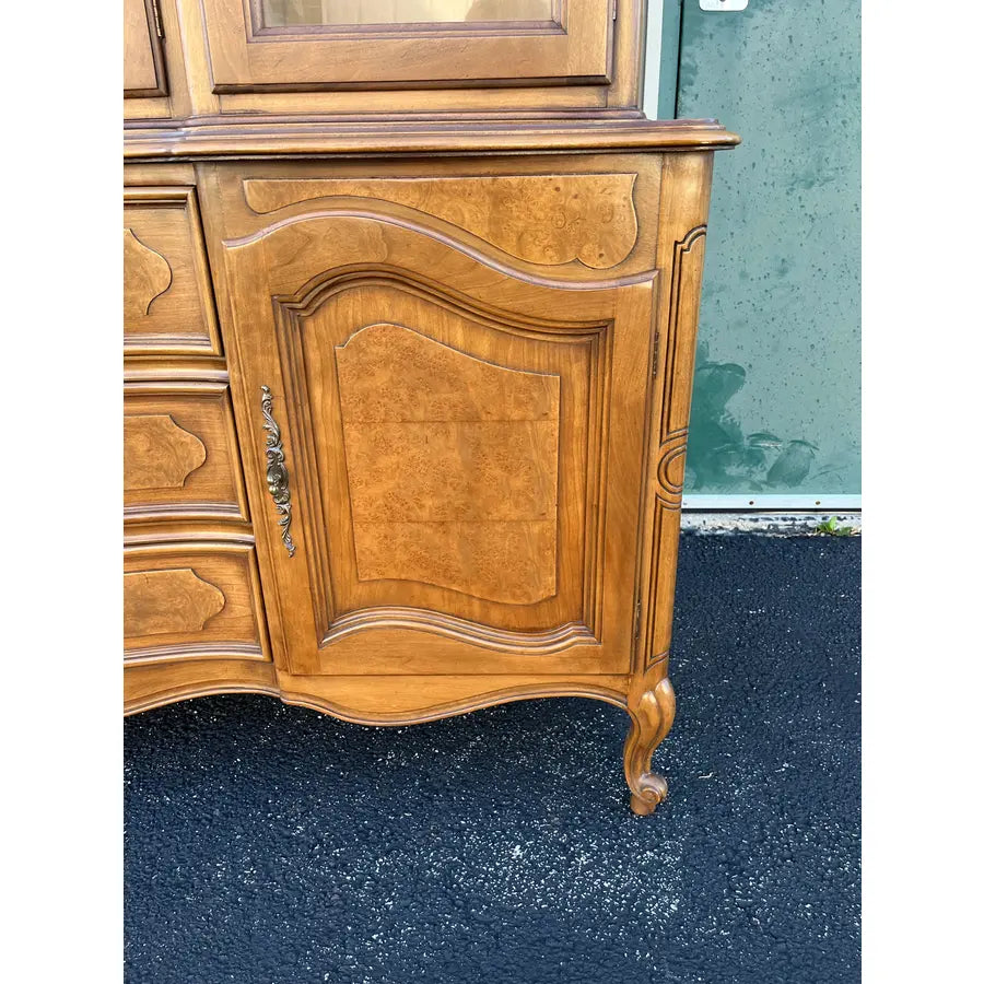 1980s Century Furniture French Country Illuminated China Cabinet