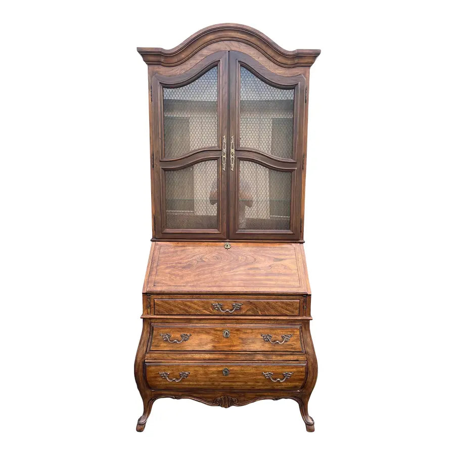 1980s Drexel Heritage Grand Villa Collection Bombay Secretary Desk With Hutch