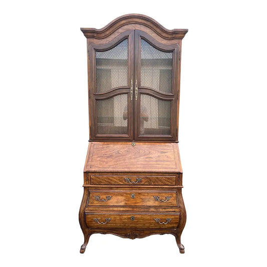 1980s Drexel Heritage Grand Villa Collection Bombay Secretary Desk With Hutch