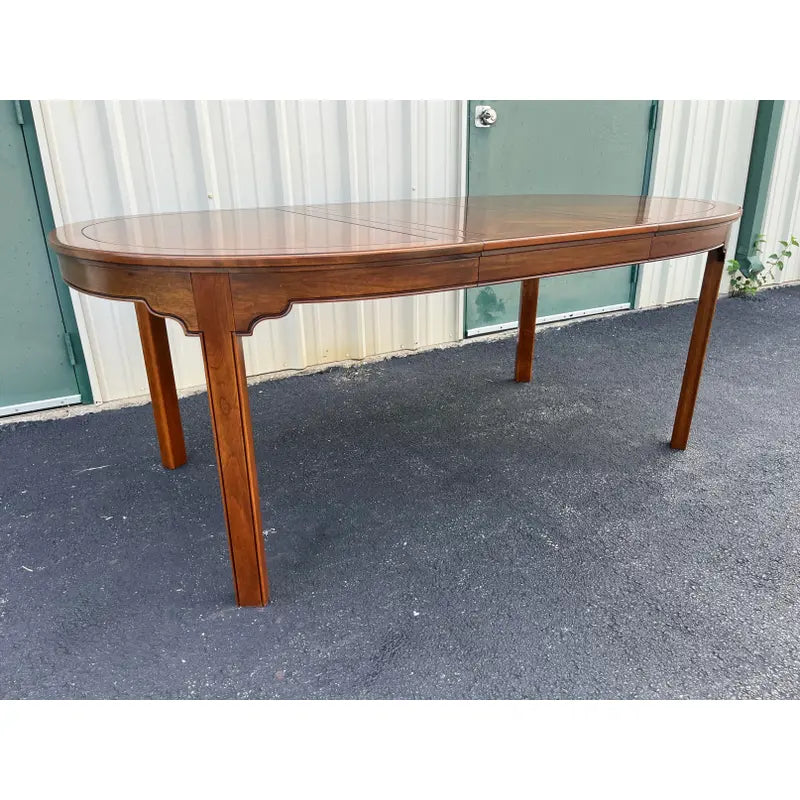 1980s Ethan Allen Canova Campaign Cherry Extension Dining Table
