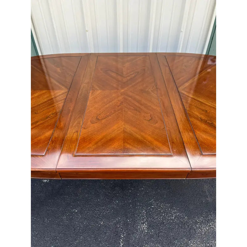 1980s Ethan Allen Canova Campaign Cherry Extension Dining Table
