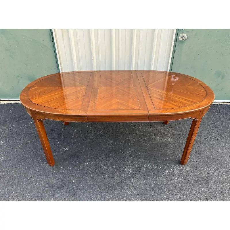1980s Ethan Allen Canova Campaign Cherry Extension Dining Table