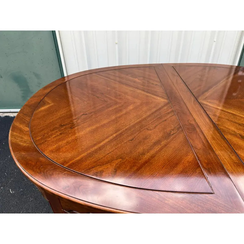 1980s Ethan Allen Canova Campaign Cherry Extension Dining Table